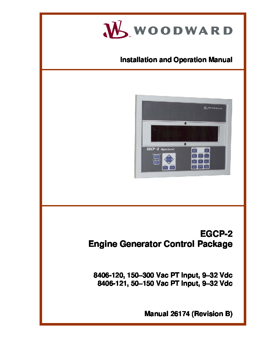 First Page Image of 8406-120 EGCP-2 Installation Manual 26174.pdf